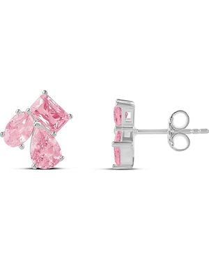 SHYMI Multi Shape Cubic Zirconia Stud Earrings - Pink