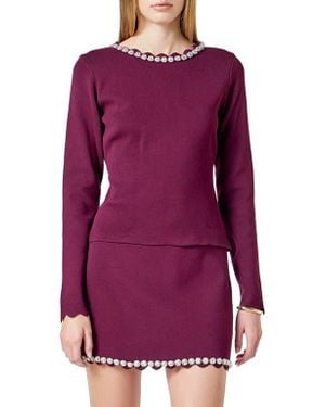 Endless Rose Jewel Neck Knit Top - Purple