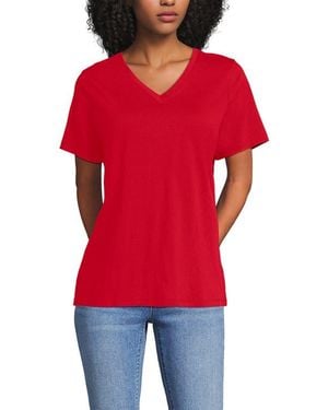 Lands' End Supima Cotton V-Neck T-Shirt - Red