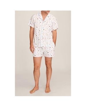 Petite Plume Twill Classic Short Pajamas - White