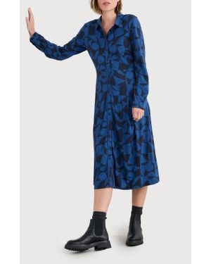 Seasalt Cornwall Coastline Long Sleeve Organic Cotton Blend Shirtdress - Blue