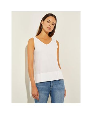 Misook V-Neck Soft Knit Tank Top - White