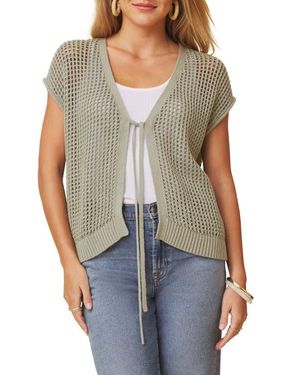 Splendid Simona Tie Front Short Sleeve Cardigan - Multicolor