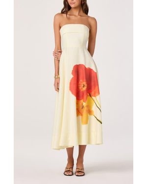 Astr Ximena Placed Floral Strapless Dress - Multicolor