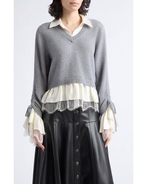 Cinq À Sept Milla Layered Pullover - Gray