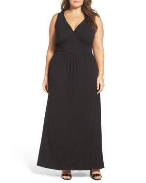 Loveappella Surplice Maxi Dress - Black