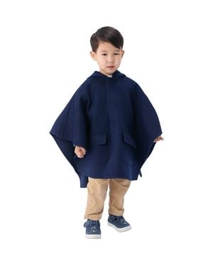 GOBI Mongolian Cashmere Kids Hooded Cashmere Poncho - Blue