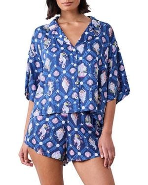 Printfresh Sweet Dreams Satin Short Pajamas - Blue