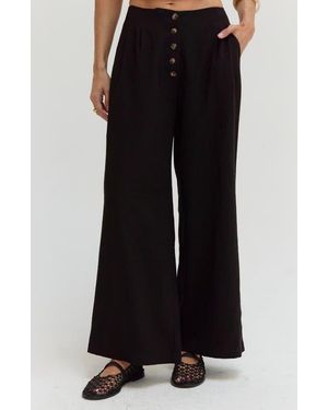 Crescent High Waisted Wide Leg Culotte Pants - Black