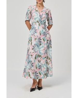 REISTOR Abstract Floral Wrap Maxi Dress - Multicolor