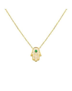 Gemma Azzurro Pave Hamsa Hand Necklace - Metallic