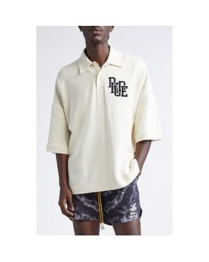 Rhude Boxy Logo Embroidered Cotton Piqué Polo - White