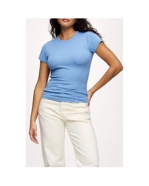 nuuds Slinky Rib Crewneck T-Shirt - Blue