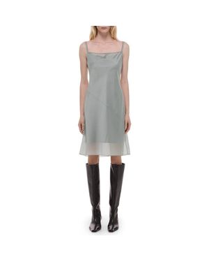 Helmut Lang Bias Cut Airy Voile Minidress - Gray