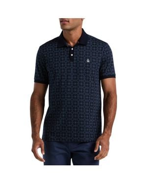 Original Penguin Double Knit Cotton Jacquard Polo - Blue