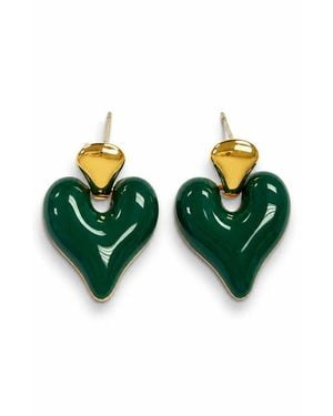 LA MENO Puffy Heart Drop Earrings - Green