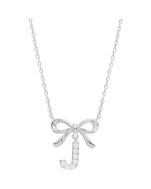 ATHRA LUXE Cubic Zirconia Bow Initial Pendant Necklace - Metallic