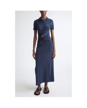 Rabanne Piercing Cotton Jersey Polo Dress - Blue