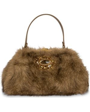 Jeffrey Campbell Gabor Faux Fur Satchel Handbag - Brown