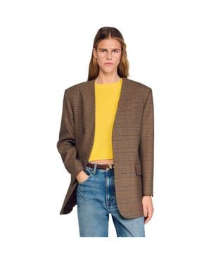 Sandro Oversized Checked Jacket - Multicolor