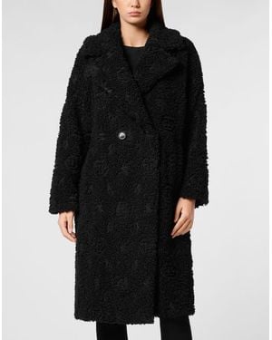 Philipp Plein Coat Long Monogram - Black