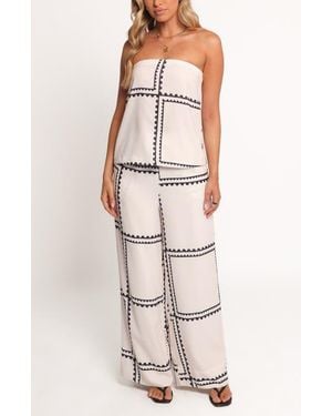 Petal & Pup Ezra Linen Blend Strapless Top & Wide Leg Pants Set - Natural