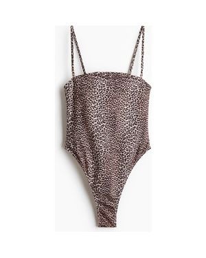 H&M Padded-Cup Bandeau Swimsuit - Brown
