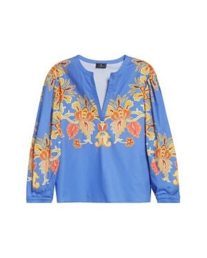 Etro Placed Paisley Cotton Top - Blue