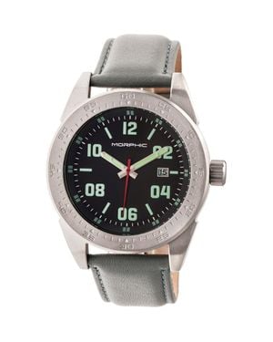 Morphic M63 Series Leather-Band Watch W/Date - Metallic