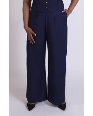 Aam The Label The Wool Wide Leg Pant For Full Hips And Thighs - Blue