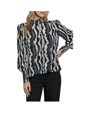 Apny Print High Neck Shirt - Black