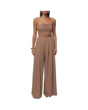 JLUXLABEL Serenade Crop Top & Wide Leg Pants - Brown