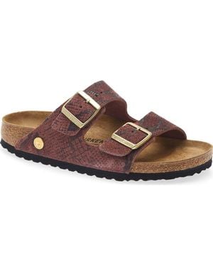 Birkenstock Arizona Snakeskin Embossed Slide Sandal - Brown