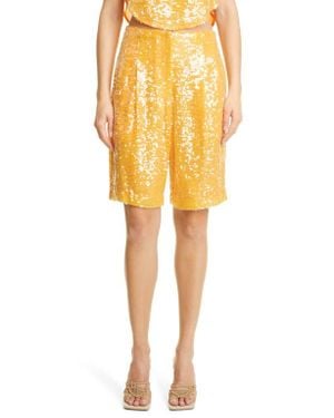 LAPOINTE High Waist Sequin Bermuda Shorts - Yellow
