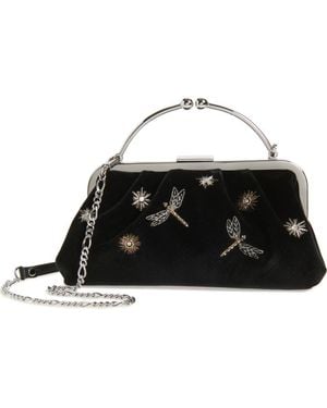 Strathberry X Cinq À Sept Embroidered Velveteen Frame Clutch - Black