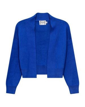 Milano Italy Cropped Knit Open Front Long Sleeve Cardigan - Blue