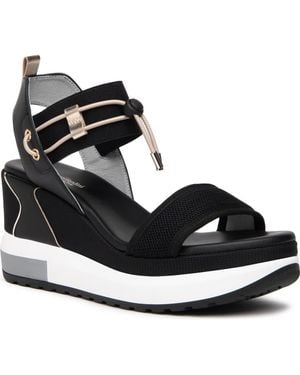 Nero Giardini Bungee Platform Wedge Sandal - Black