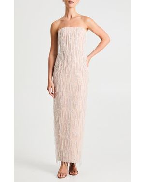 HELSI Ramona Fringe Embellished Strapless Column Gown - Multicolor