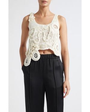 Heirlome India Freeform Silk & Cotton Lace Tank - Natural