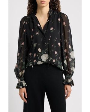 Kobi Halperin Jack Ruffled Floral Top - Black