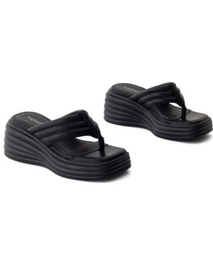 Therapy Australia Flames Square Toe Wide Wedge Sandal - Black