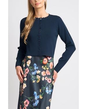 Ted Baker Patricia Scalloped Crewneck Cardigan - Blue
