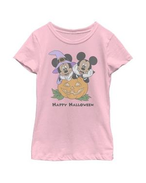 Mickey & Friends Girl's Disney Halloween Vampire Mickey & Minnie T-Shirt - Pink