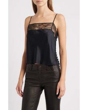 FRAME The Lace Inset Silk Satin Camisole - Black