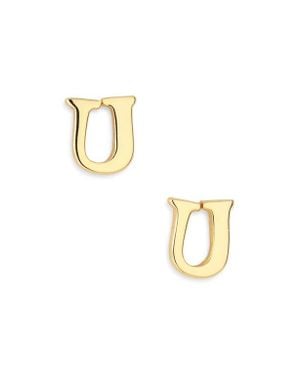 Marlyn Schiff Block Letter Initial Stud Earrings - Metallic