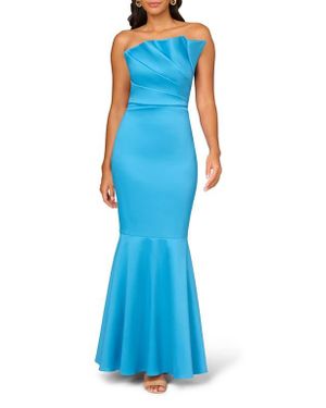 Aidan Mattox by Adrianna Papell Ruffle Strapless Mikado Mermaid Gown - Blue