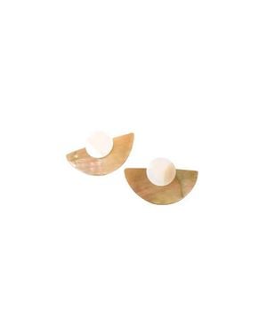 LIKHÂ 3-In-1 Mother-Of-Pearl Geometric Stud Earrings Set - White