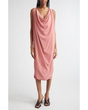 Michael Kors Cowl Virgin Wool Crepe Midi Dress - Pink