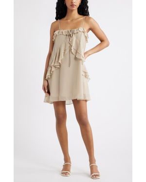Open Edit Ruffle Chiffon Minidress - Natural