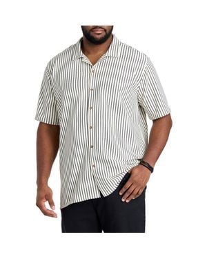 True Nation by DXL Big & Tall Striped Camp Shirt - Gray